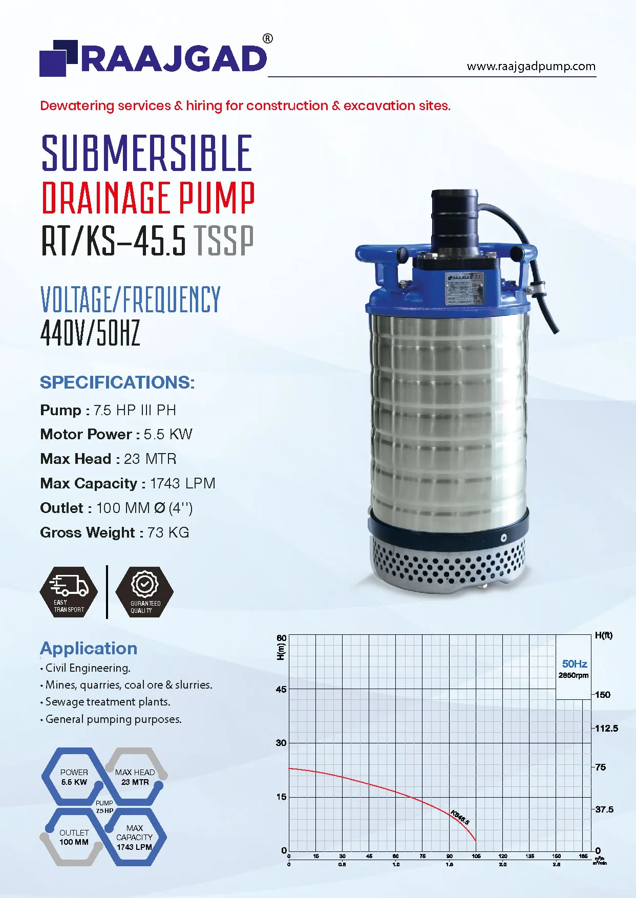 RT KS 45.5 TSSP Pump Specification